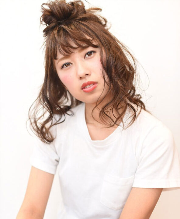 お団子ハーフアップ